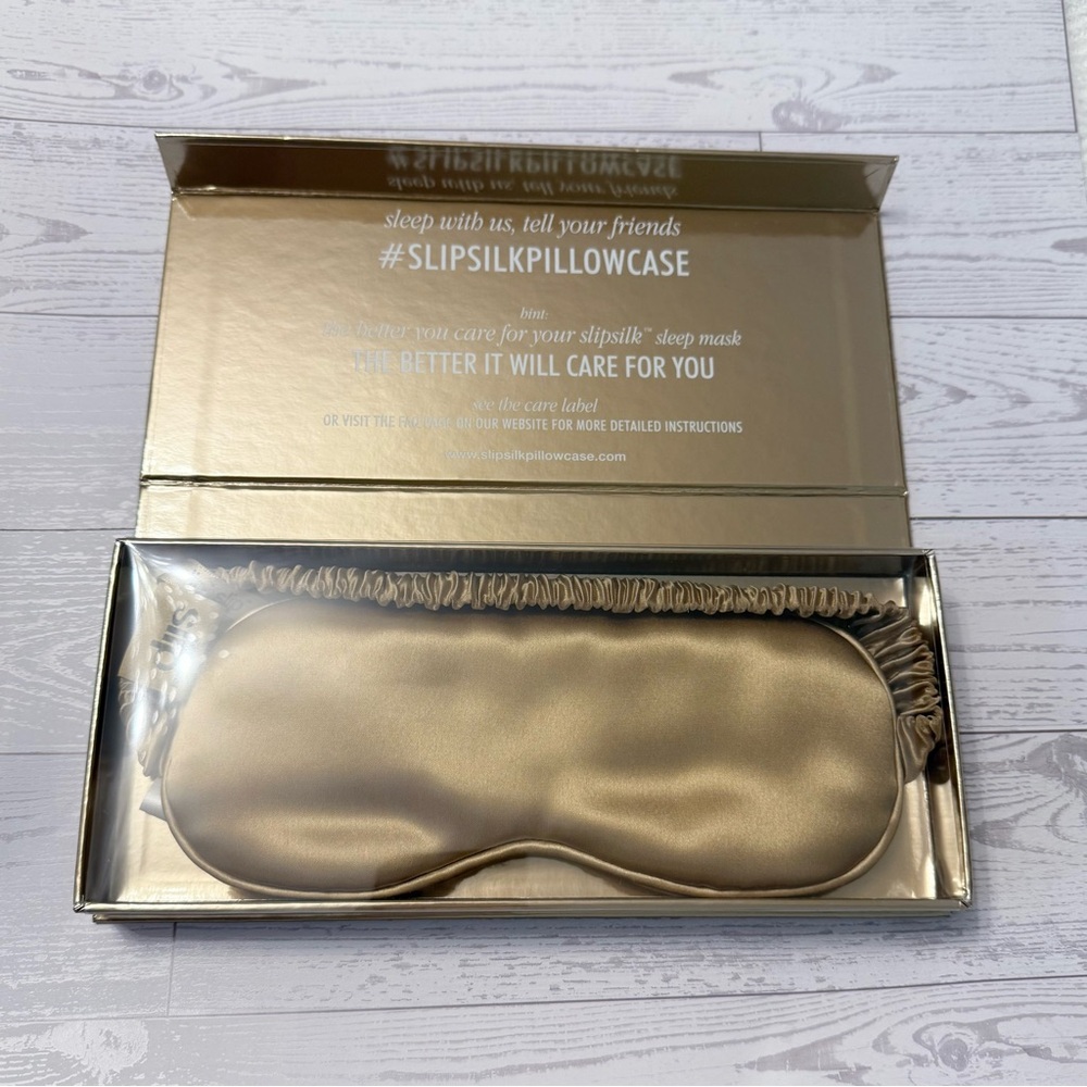 Slip Pure Silk Sleep Mask Champagne Gold Luxury Beauty Travel Eye Mask